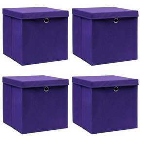 VidaXL Škatle za shranjevanje s pokrovi 4 kosi vijolične 32x32x32 cm