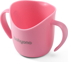 BABYONO Ergonomska skodelica z ročaji 120 ml roza 6m+
