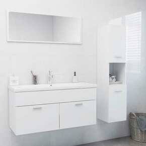 Komplet kopalniškega pohištva visok sijaj bela iverna plošča
