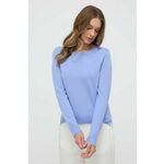 Volnen pulover BOSS ženski, turkizna barva - modra. Pulover iz kolekcije BOSS. Model izdelan iz tanke pletenine. Zaradi svoje visoke termoregulacijske sposobnosti vam volna pomaga ohranjati toploto, ko je hladno, in svežino, ko je toplo.
