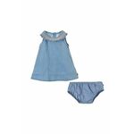 Obleka za dojenčka Levi's - modra. Obleka za dojenčke iz kolekcije Levi's. Nabran model, izdelan iz jeansa.