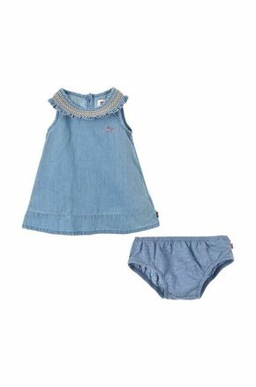 Obleka za dojenčka Levi's - modra. Obleka za dojenčke iz kolekcije Levi's. Nabran model