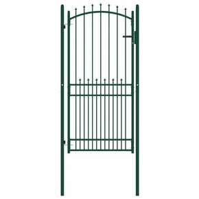 VidaXL Vrata za ograjo s konicami jeklo 100x200 cm zelena