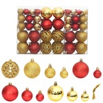 vidaXL Božične bunkice 100 kosov zlate in vinsko rdeče 3 / 4 / 6 cm