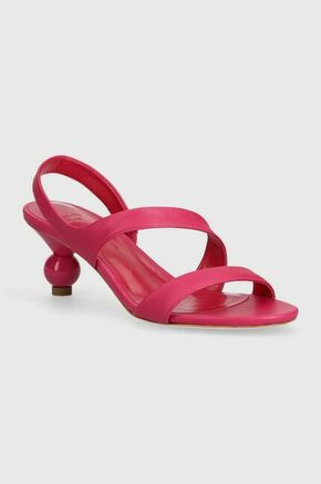 Usnjeni sandali Weekend Max Mara Zigano roza barva
