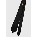 Svilena kravata Moschino črna barva - črna. Kravata iz kolekcije Moschino. Model izdelan iz enobarvne tkanine.