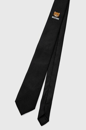 Svilena kravata Moschino črna barva - črna. Kravata iz kolekcije Moschino. Model izdelan iz enobarvne tkanine.