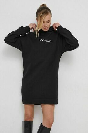 Bombažna obleka Calvin Klein črna barva - črna. Obleka iz kolekcije Calvin Klein. Model izdelan iz elastične pletenine. Model iz izjemno udobne bombažne tkanine