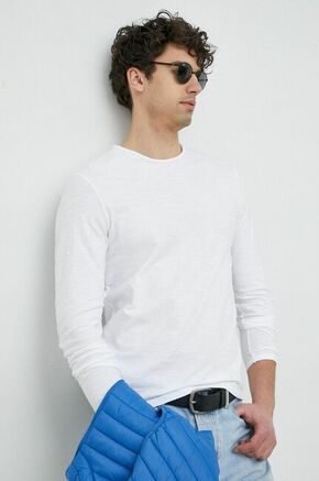 Bombažna majica z dolgimi rokavi United Colors of Benetton bela barva - bela. Majica z dolgimi rokavi iz kolekcije United Colors of Benetton. Model izdelan iz enobarvne pletenine.