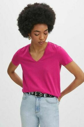 Bombažna kratka majica Medicine ženska - roza. Kratka majica iz kolekcije Medicine. Model izdelan iz udobne pletenine.