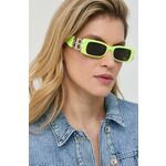 Sončna očala Balenciaga BB0096S ženska, črna barva - zelena. Sončna očala iz kolekcije Balenciaga. Model z enobarvnimi stekli in okvirji iz kombinacije umetne snovi in kovine. Ima filter UV 400.