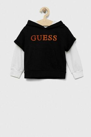 Otroški bombažen pulover Guess črna barva