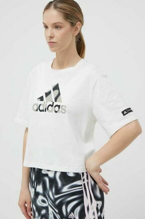 Bombažna kratka majica adidas Performance x Marimekko bela barva - bela. Ohlapna kratka majica iz kolekcije adidas Performance
