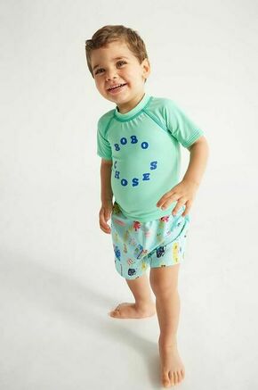 Otroška plavalna kratka majica Bobo Choses turkizna barva - turkizna. Plavalna kratka majica za dojenčka iz kolekcije Bobo Choses. Model izdelan iz pletenine s potiskom.