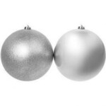 Eurolamp Božični okraski plastične srebrne kroglice, 20 cm, komplet 2