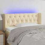 vidaXL LED posteljno vzglavje krem 103x16x78/88 cm blago