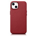 iCARER case usnjen ovitek iz pravega usnja za iphone 14 rdeč (wmi14220705-rd) (kompatibilen z magsafe)