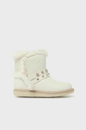 Otroški zimski škornji Mayoral bež barva - bež. Zimski čevlji iz kolekcije Mayoral. Delno podloženi model izdelan iz kombinacije tekstilnega materiala in imitacije semiša.