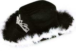 Črn kavbojski klobuk s krono