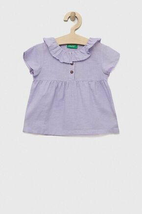 Otroška bluza iz platna United Colors of Benetton vijolična barva - vijolična. Bluza iz kolekcije United Colors of Benetton
