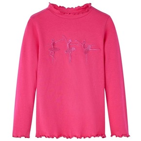 VidaXL Otroška majica z dolgimi rokavi motiv balerin živo roza 92