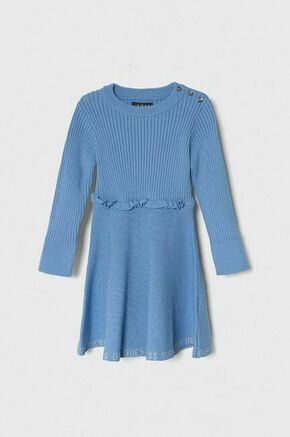 Otroška obleka Guess - modra. Otroški obleka iz kolekcije Guess. Model izdelan iz enobarvne pletenine.