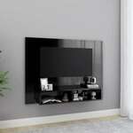 shumee Stenska TV omarica visok sijaj črna 120x23,5x90 cm iverna pl.