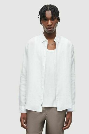 Lanena srajca AllSaints CYPRESS bela barva - bela. Srajca iz kolekcije AllSaints. Model izdelan iz lanenega materiala. Ima klasičen