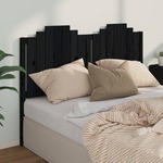 Greatstore Vzglavje postelje, črno, 156x4x110 cm, masivni borov les