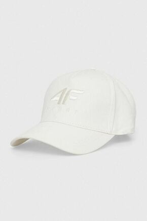 Bombažna bejzbolska kapa 4F bela barva - bela. Kapa s šiltom vrste baseball iz kolekcije 4F. Model izdelan iz bombažnega materiala.