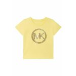 Otroška bombažna kratka majica Michael Kors rumena barva - rumena. Otroške kratka majica iz kolekcije Michael Kors. Model izdelan iz pletenine z nalepko.