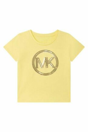 Otroška bombažna kratka majica Michael Kors rumena barva - rumena. Otroške kratka majica iz kolekcije Michael Kors. Model izdelan iz pletenine z nalepko.