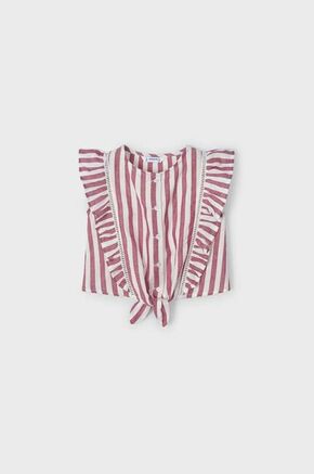 Otroška bombažna bluza Mayoral bordo barva - bordo. Otroška bluza iz kolekcije Mayoral. Model izdelan iz vzorčaste tkanine. Ima okrogli izrez.