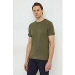Bombažna kratka majica Sisley moški, zelena barva - zelena. Kratka majica iz kolekcije Sisley, izdelana iz tanke, elastične pletenine. Model iz zračne bombažne tkanine.