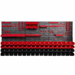botle Stenska plošča za orodje 173 x 78 cm z 75 kos Škatla viseče Rdeča in Črna škatle plastika XL