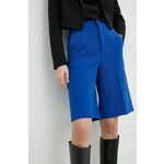 Kratke hlače Red Valentino ženski - modra. Kratke hlače iz kolekcije Red Valentino. Model izdelan iz enobarvnega materiala.