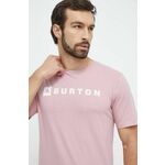 Bombažna kratka majica Burton moški, roza barva - roza. Kratka majica iz kolekcije Burton, izdelana iz pletenine s potiskom. Model iz izjemno udobne bombažne tkanine.