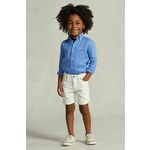 Otroška lanena srajca Polo Ralph Lauren - modra. Otroški srajca iz kolekcije Polo Ralph Lauren. Model izdelan iz enobarvne tkanine.