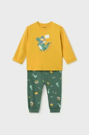 Pižama za dojenčka Mayoral rumena barva - rumena. Pižama za dojenčka iz kolekcije Mayoral. Model izdelan iz pletenine s potiskom. Izjemno udobna tkanina z visoko vsebnostjo bombaža.