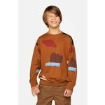 Otroški bombažen pulover Coccodrillo rjava barva - rjava. Otroški pulover iz kolekcije Coccodrillo. Model izdelan iz vzorčaste pletenine.