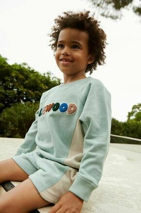 Otroški bombažen pulover Liewood Aude Placement Sweatshirt - modra. Otroški pulover iz kolekcije Liewood. Model izdelan iz pletenine s potiskom.