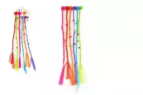 Teddies Sponke za lase 6 kosov plastičnih z barvnimi pleteninami 30 cm 2sorts