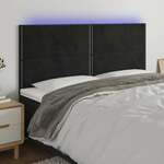 Vidaxl LED posteljno vzglavje črno 160x5x118/128 cm žamet