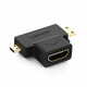 Ugreen adapter Micro HDMI + Mini HDMI / HDMI, črna