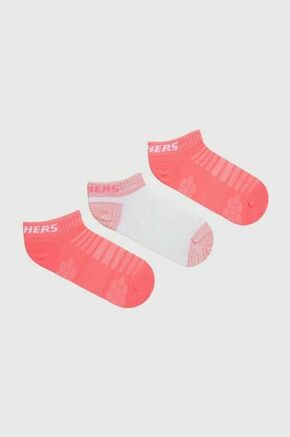Otroške nogavice Skechers 3-pack roza barva - roza. Otroški Kratke nogavice iz kolekcije Skechers. Model izdelan iz elastičnega