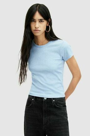 Bombažna kratka majica AllSaints STEVIE TEE ženska - modra. Kratka majica iz kolekcije AllSaints. Model izdelan iz bombažne pletenine.