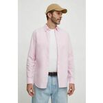 Bombažna srajca United Colors of Benetton moška, roza barva - roza. Srajca iz kolekcije United Colors of Benetton, izdelana iz enobarvne tkanine. Model iz izjemno udobne bombažne tkanine, ki je zračna.