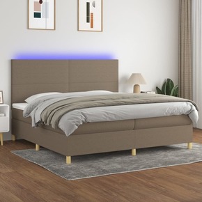 Box spring postelja z vzmetnico LED taupe 200x200 cm blago - vidaXL - taupe - 91