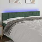 Greatstore LED posteljno vzglavje temno zeleno 180x5x78/88 cm žamet