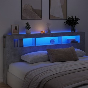 VidaXL LED posteljno vzglavje betonsko sivo 220x18